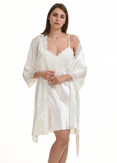 Satin nightgown set with ivory robe 1550 PRIMAVERA