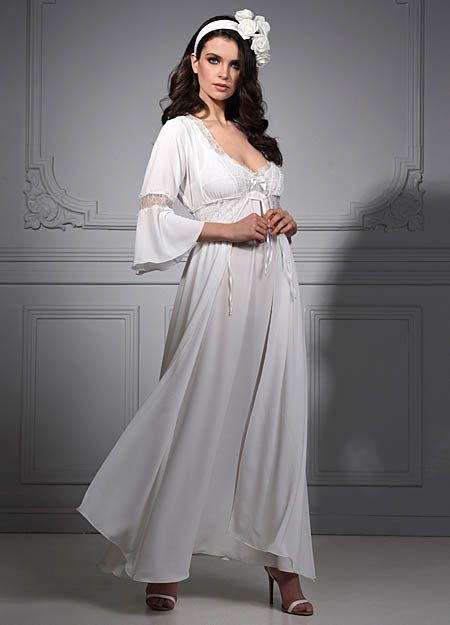 Nightgown set maxi MISS ROSY 5363 with 6079 ivory robe